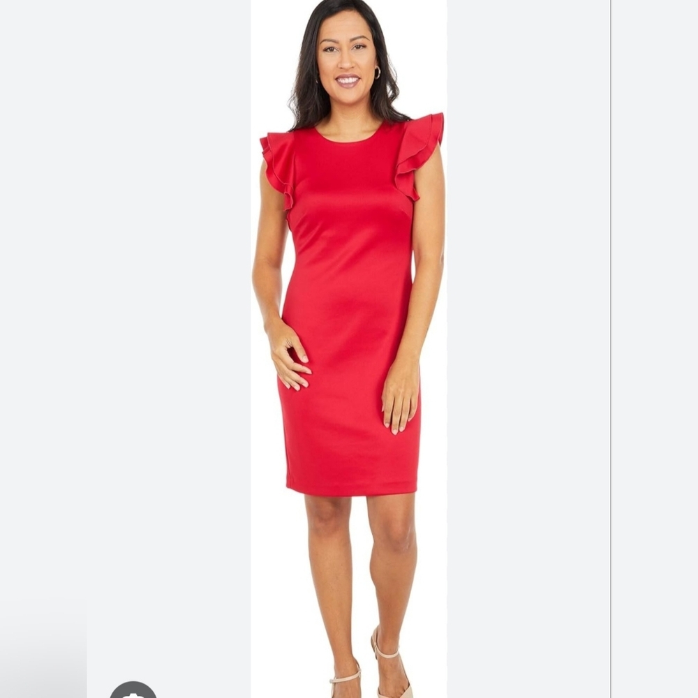 Tommy Hilfiger Scuba Flutter Sleeve Sheath Dress